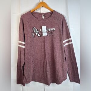 Pennant Sportwear Womens Long Sleeves Graphic Top Shirt Burgundy brown XL NWT